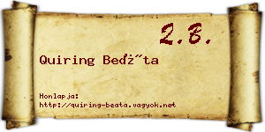 Quiring Beáta névjegykártya